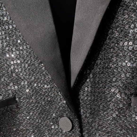 L'AGENCE | Scarlet Crop Blazer In Black Sequins - Picture 6 of 15